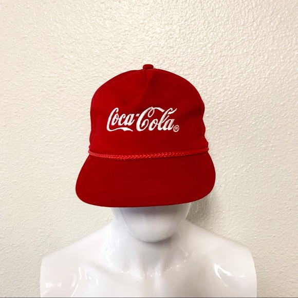 Vintage Other - Vintage Coke a Cola Logo Mesh Trucker Snapback Hat Red